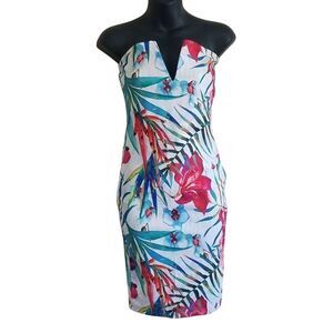 Boohoo Strapless Floral Mini Dress Sz 4